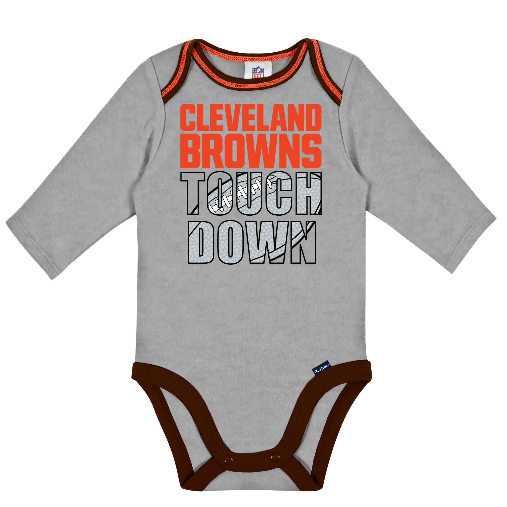 2-Pack Baby Boys Browns Long Sleeve Bodysuits-Gerber Childrenswear Wholesale