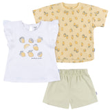 3-Piece Infant & Toddler Girls Yellow Lemons Shirt and Shorts Set-Gerber Childrenswear Wholesale