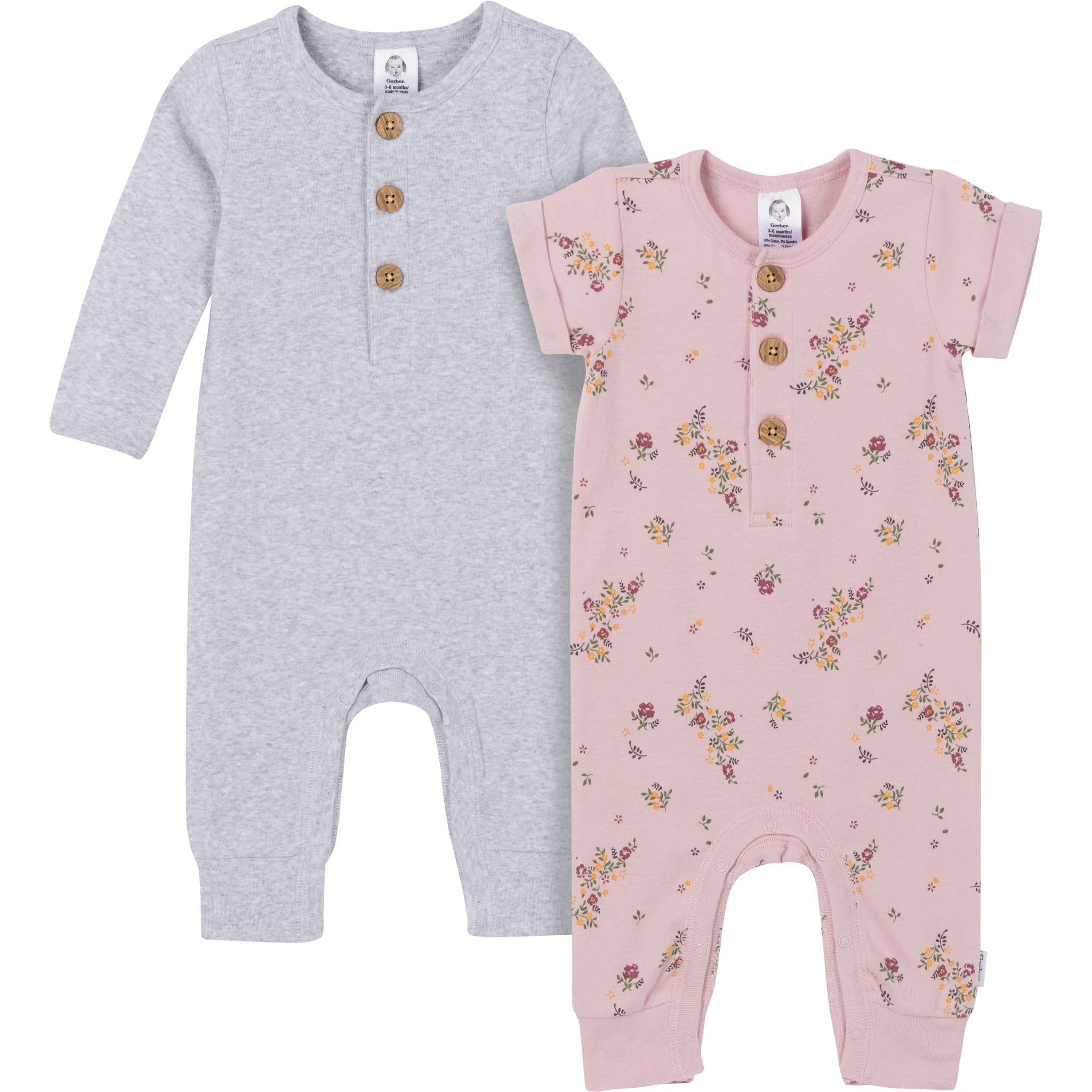 2-Pack Baby Girls Floral Romper-Gerber Childrenswear Wholesale