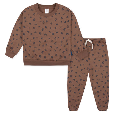 2-Piece Infant and Toddler Girls Leopard Sweatshirt & Pant Set-Gerber Childrenswear Wholesale