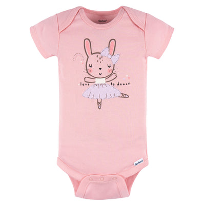 Baby Girls Bunny Ballerina Short Sleeve Onesies Bodysuit-Gerber Childrenswear Wholesale