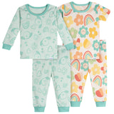4-Piece Baby Girls Flowers Pajamas Sets-Gerber Childrenswear Wholesale