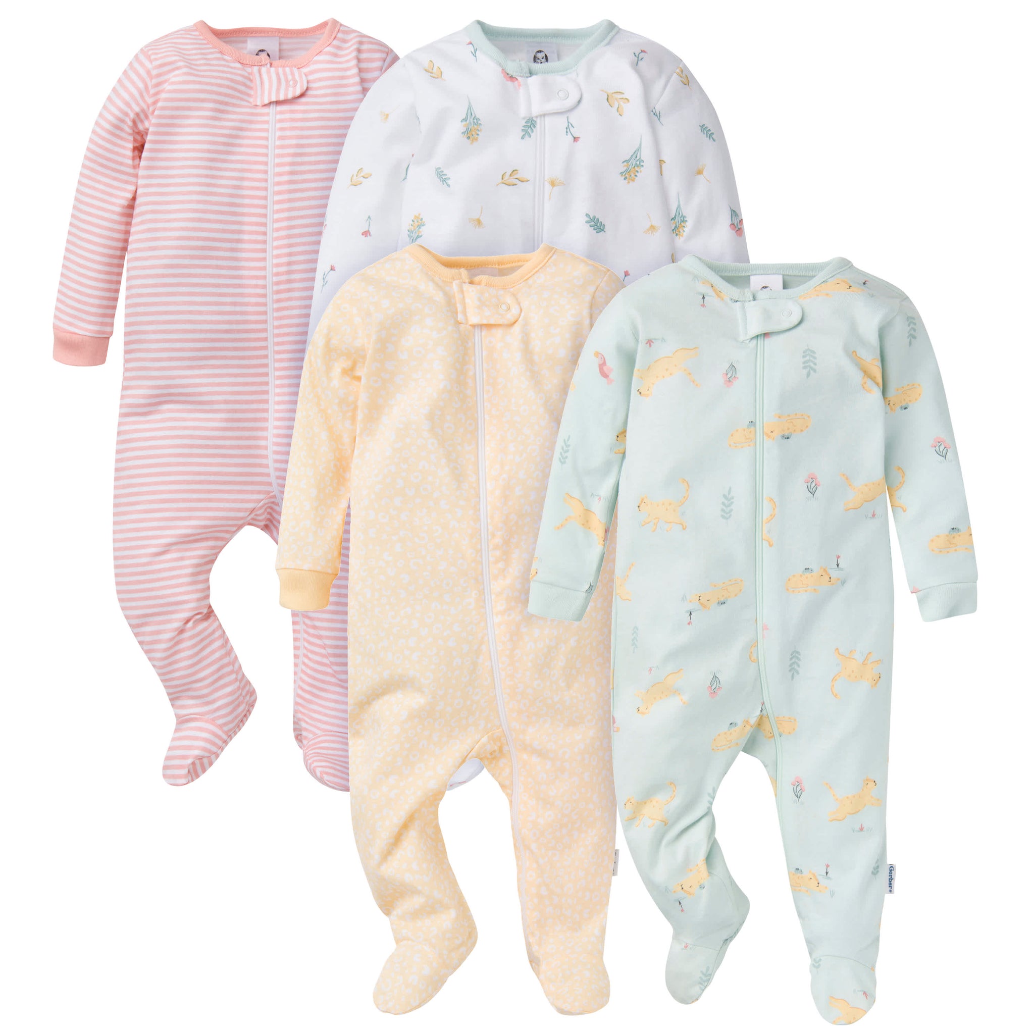 4-Pack Baby Girls Leopard Sleep 'N Plays-Gerber Childrenswear Wholesale