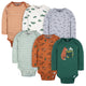 6-Pack Baby Boys Fox Long Sleeve Onesies® Bodysuits-Gerber Childrenswear Wholesale