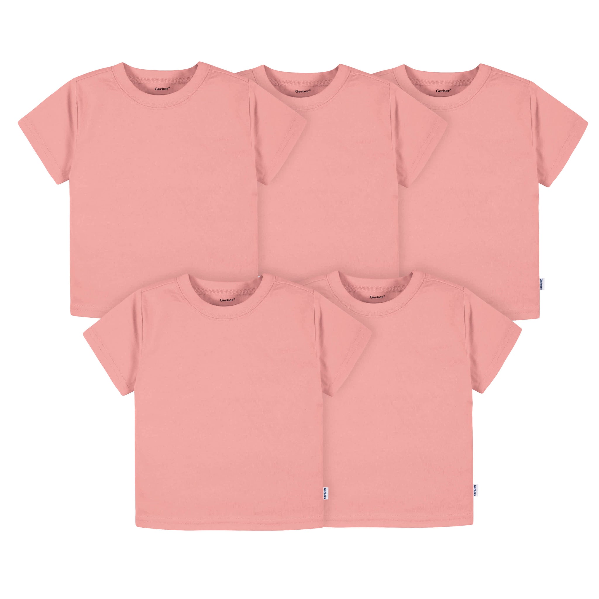 5-Pack Baby & Toddler Girls Mauve Pink Premium Short Sleeve T-Shirts-Gerber Childrenswear Wholesale