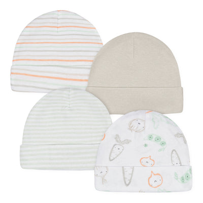 4-Pack Baby Neutral Vegetables Caps-Gerber Childrenswear Wholesale