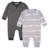 2-Pack Baby Boys Heather/Drk Grey Raglan Sleeve Romper-Gerber Childrenswear Wholesale