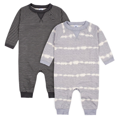 2-Pack Baby Boys Heather/Drk Grey Raglan Sleeve Romper-Gerber Childrenswear Wholesale