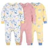 3-Pack Infant & Toddler Girls Multi Floral Footless Fleece Pajamas-Gerber Childrenswear Wholesale