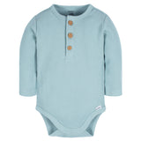 2-Pack Baby Boys Blue & Ivory Long Sleeve Henley Onesies® Bodysuits-Gerber Childrenswear Wholesale