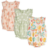3-Pack Baby Girls Garden Rompers-Gerber Childrenswear Wholesale