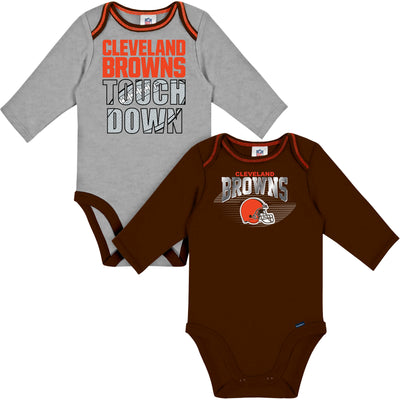 2-Pack Baby Boys Browns Long Sleeve Bodysuits-Gerber Childrenswear Wholesale