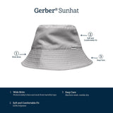 Toddler Neutral Light Grey Sun hat-Gerber Childrenswear Wholesale