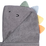 4-Piece Baby Boys Charcoal Dino Towel & Washcloths-Gerber Childrenswear Wholesale