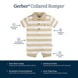 Baby Boys Sailboat Stripe Collared Romper-Gerber Childrenswear Wholesale