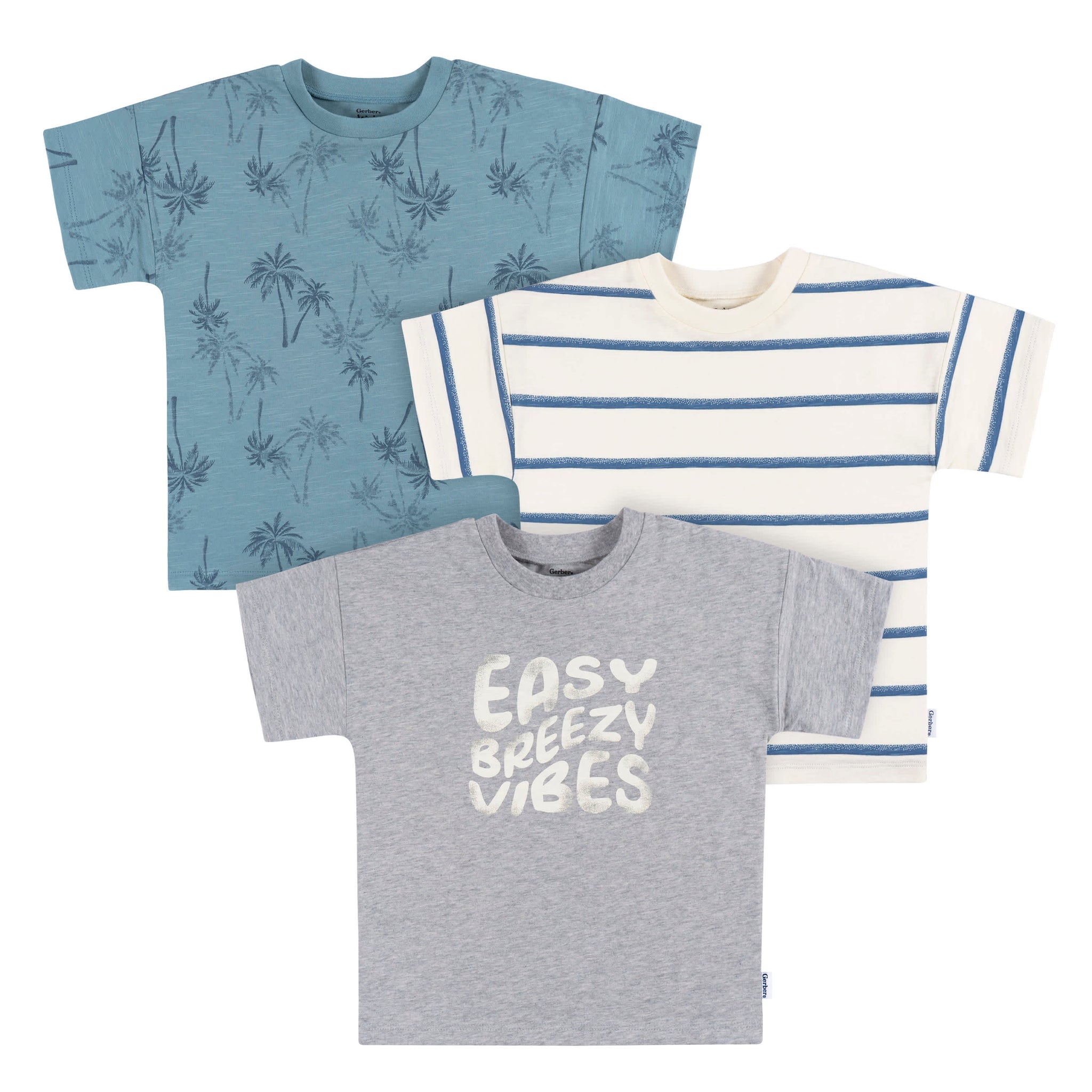 3-Pack Infant and Toddler Boys Easy Breezy Vibes T-Shirts-Gerber Childrenswear Wholesale