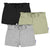 3-Pack Baby & Toddler Girls Grey Heather/Green/Black Pull-On Knit Short-Gerber Childrenswear Wholesale