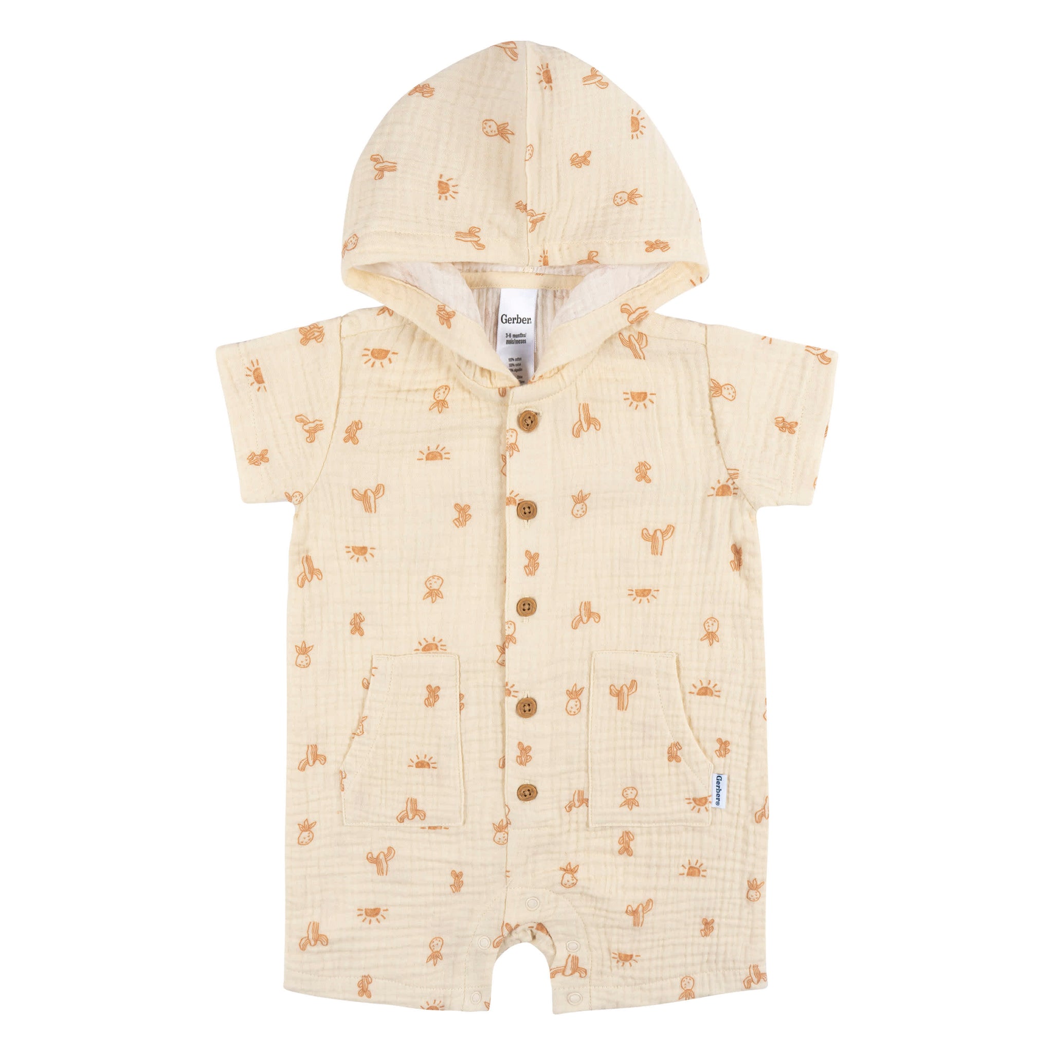 Baby Boys Desert Hooded Romper-Gerber Childrenswear Wholesale