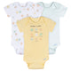 3-Pack Baby Neutral Starry Smiles Short Sleeve Onesies® Bodysuits-Gerber Childrenswear Wholesale