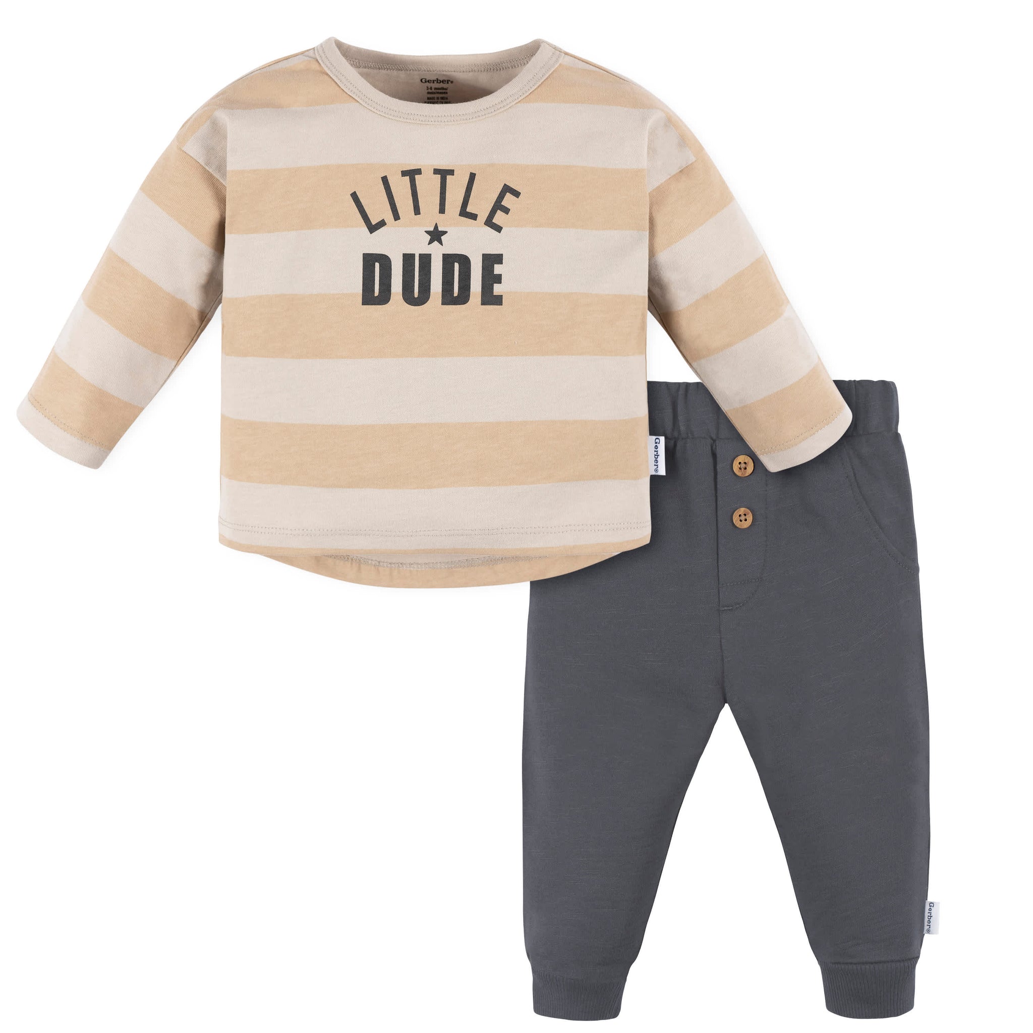 2-Piece Baby Boys Little Dude Jogger Set-Gerber Childrenswear Wholesale