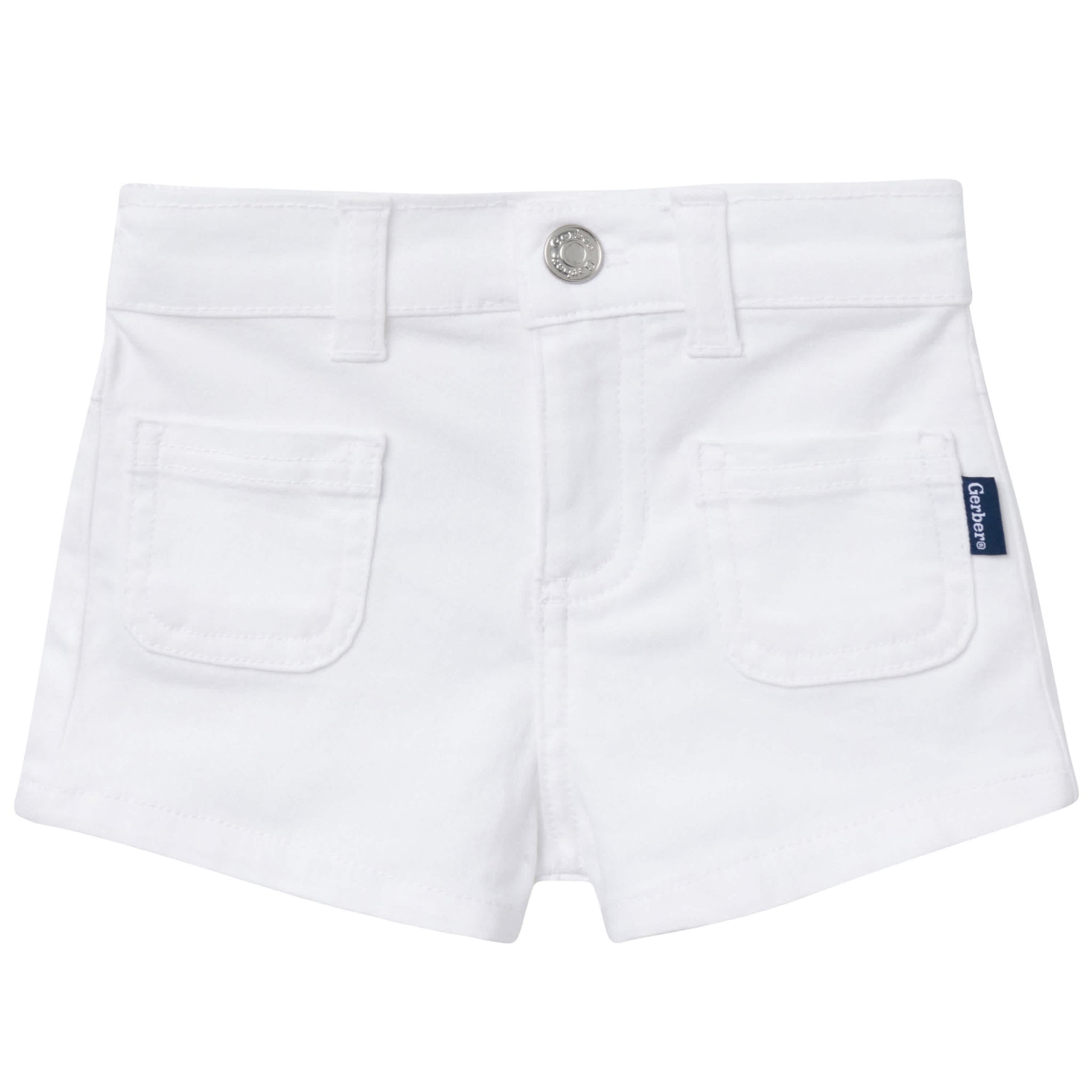 Baby & Toddler Girls White Twill Shorts-Gerber Childrenswear Wholesale