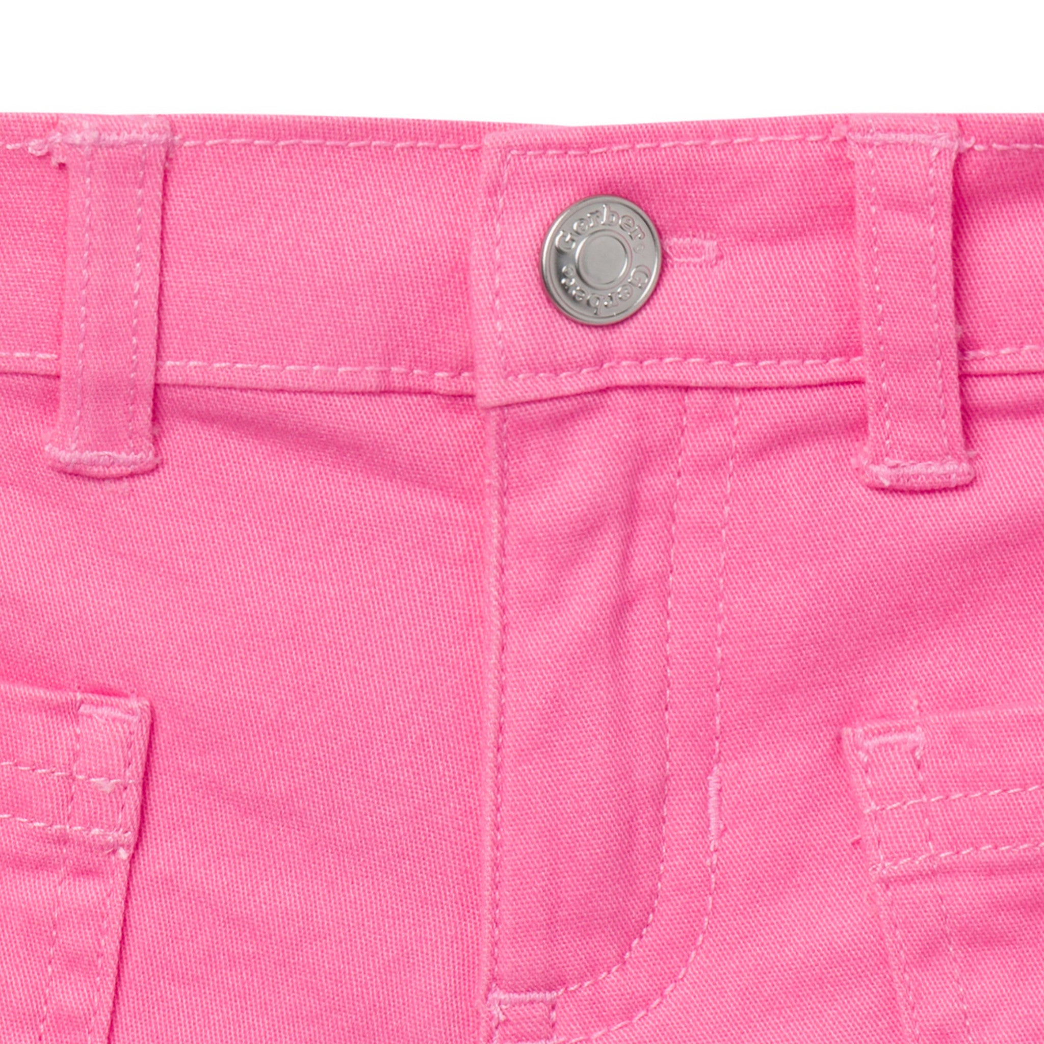 Baby & Toddler Girls Pink Twill Shorts-Gerber Childrenswear Wholesale