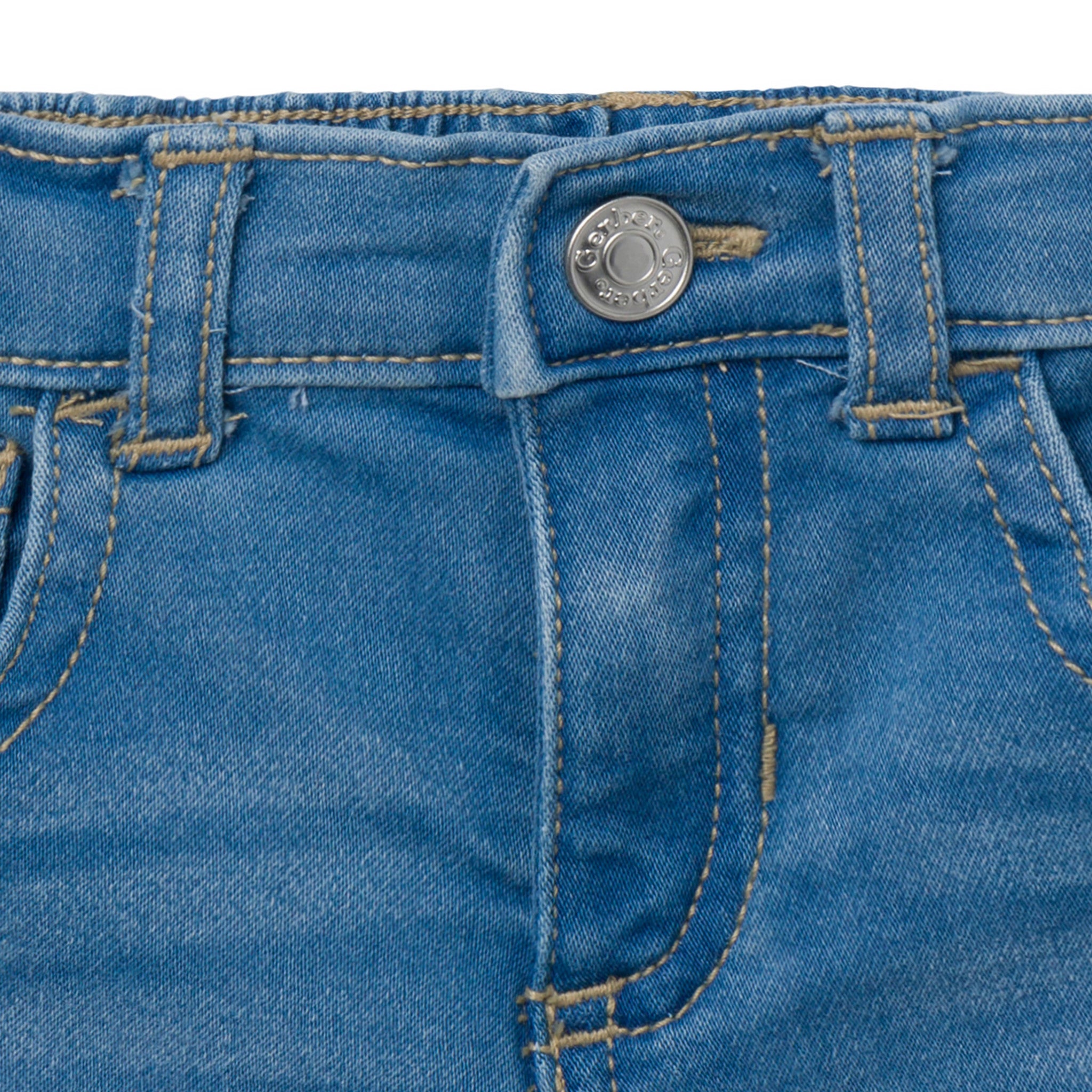 Baby & Toddler Neutral Light Wash Cuffed Denim Shorts-Gerber Childrenswear Wholesale