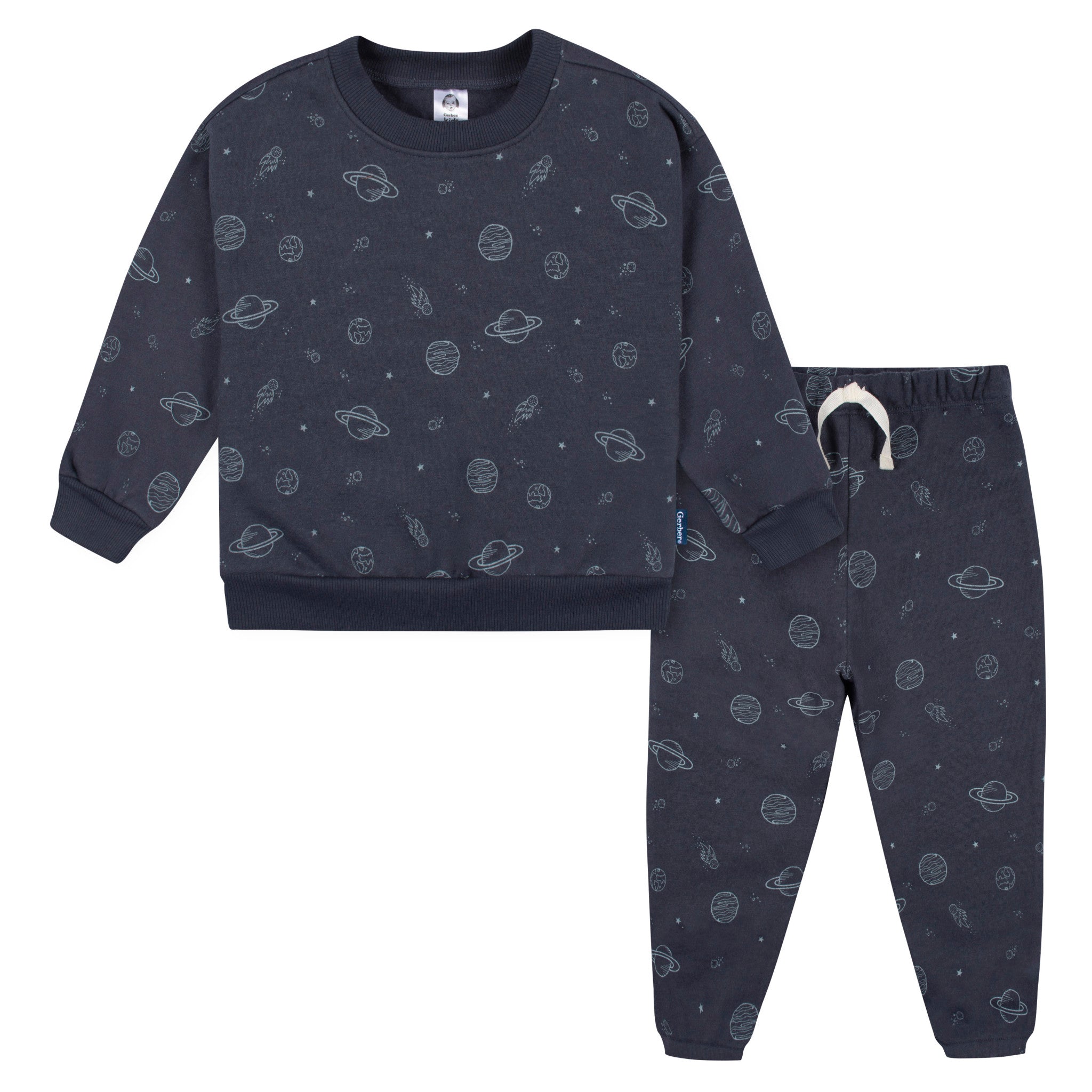 CASE of 2-Piece Toddler Boys Navy Space Sweatshirt & Pant-Gerber Childrenswear Wholesale
