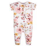 2-Pack Baby Girls Floral & Dots Short Sleeve Rompers-Gerber Childrenswear Wholesale