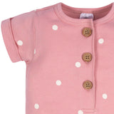 2-Pack Baby Girls Floral & Dots Short Sleeve Rompers-Gerber Childrenswear Wholesale