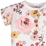 2-Pack Baby Girls Floral & Dots Short Sleeve Rompers-Gerber Childrenswear Wholesale