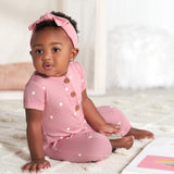 2-Pack Baby Girls Floral & Dots Short Sleeve Rompers-Gerber Childrenswear Wholesale