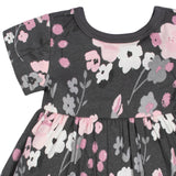 2-Pack Baby Girls Gray Floral Short Sleeve Dresses-Gerber Childrenswear Wholesale