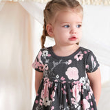 2-Pack Baby Girls Gray Floral Short Sleeve Dresses-Gerber Childrenswear Wholesale