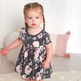 2-Pack Baby Girls Gray Floral Short Sleeve Dresses-Gerber Childrenswear Wholesale