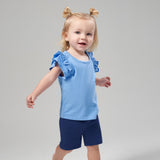 CASE of : 2-Pack Toddler Girls Blue Double Ruffle Tops-Gerber Childrenswear Wholesale