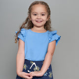 CASE of : 2-Pack Toddler Girls Blue Double Ruffle Tops-Gerber Childrenswear Wholesale