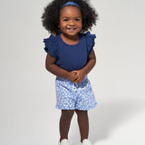 CASE of 2-Pack Infant and Toddler Girls Blue Floral Pull-On Shorts-Gerber Childrenswear Wholesale