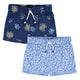 CASE of 2-Pack Infant and Toddler Girls Blue Floral Pull-On Shorts-Gerber Childrenswear Wholesale