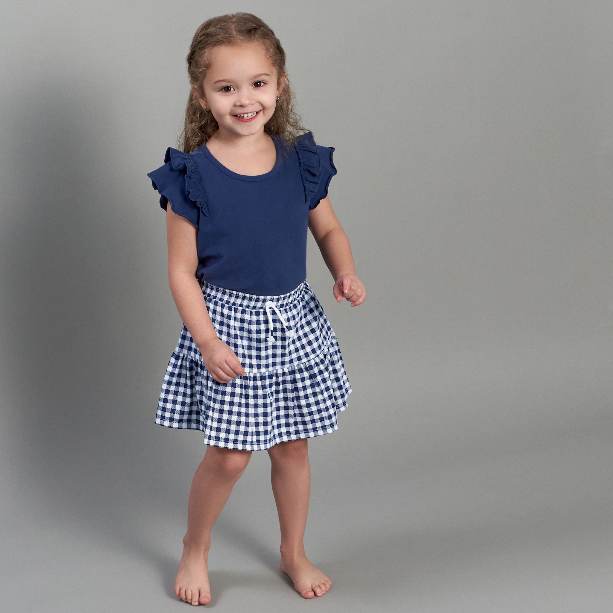 CASE of 2-Pack Infant and Toddler Girls Blue Floral Skorts-Gerber Childrenswear Wholesale