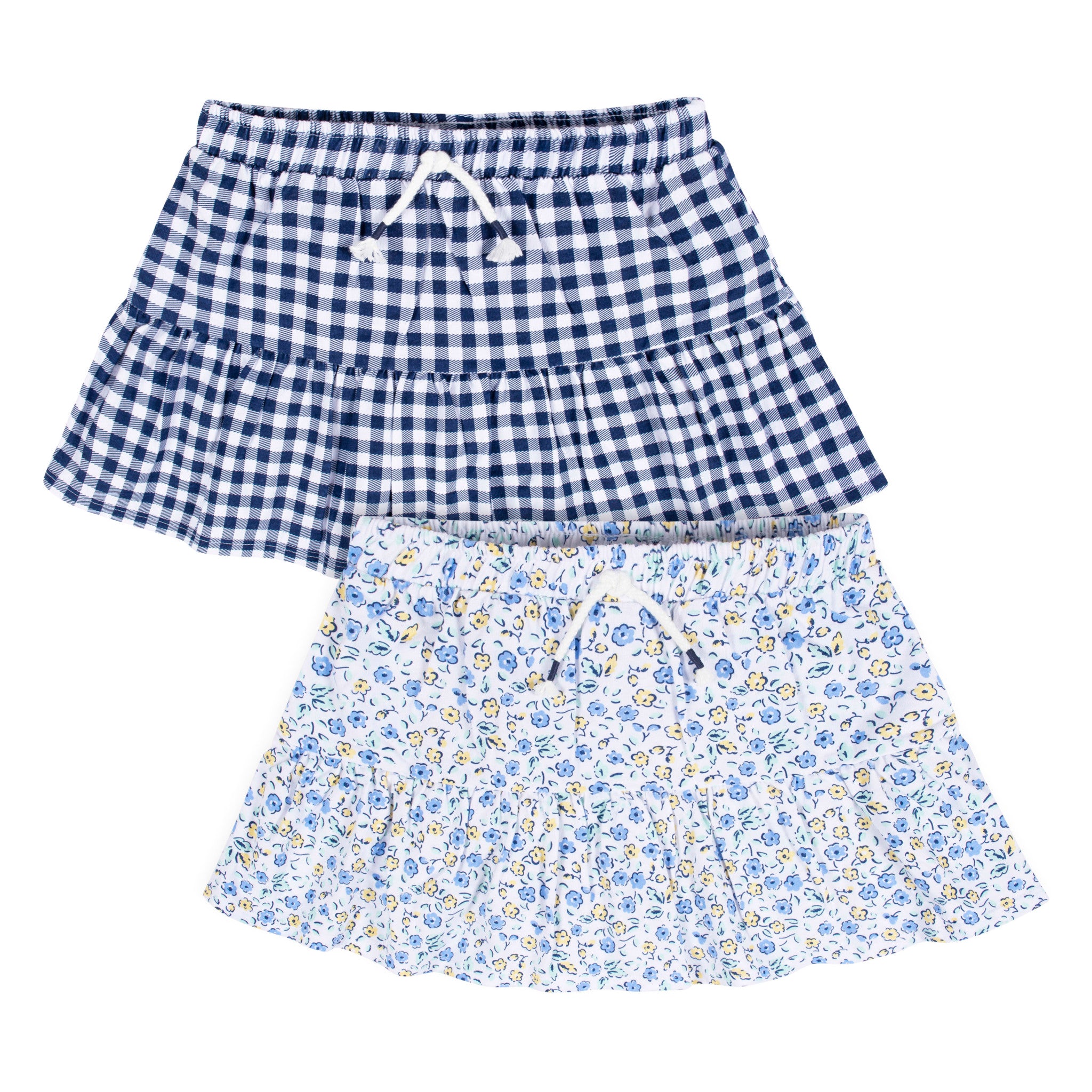 CASE of 2-Pack Infant and Toddler Girls Blue Floral Skorts-Gerber Childrenswear Wholesale