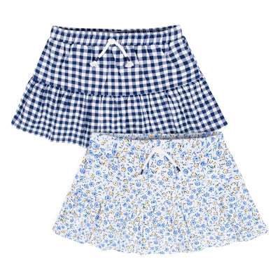 CASE of 2-Pack Infant and Toddler Girls Blue Floral Skorts-Gerber Childrenswear Wholesale