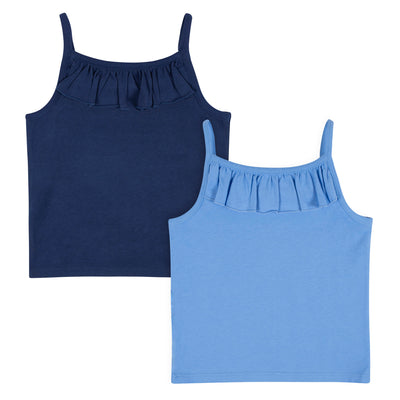 CASE of 2-Pack Toddler Girls Blue Sleeveless Tops-Gerber Childrenswear Wholesale