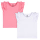 CASE of : 2-Pack Infant & Toddler Girls White/Pink Double Ruffle Tops-Gerber Childrenswear Wholesale