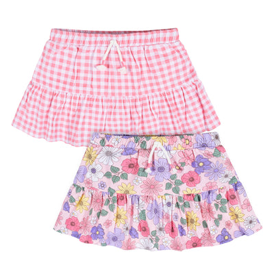 CASE of 2-Pack Infant and Toddler Girls Pink Floral Skorts-Gerber Childrenswear Wholesale