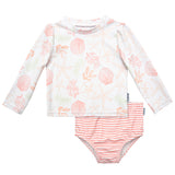 CASE of 2-Piece Baby Girls Shells Rashguard Set-Gerber Childrenswear Wholesale