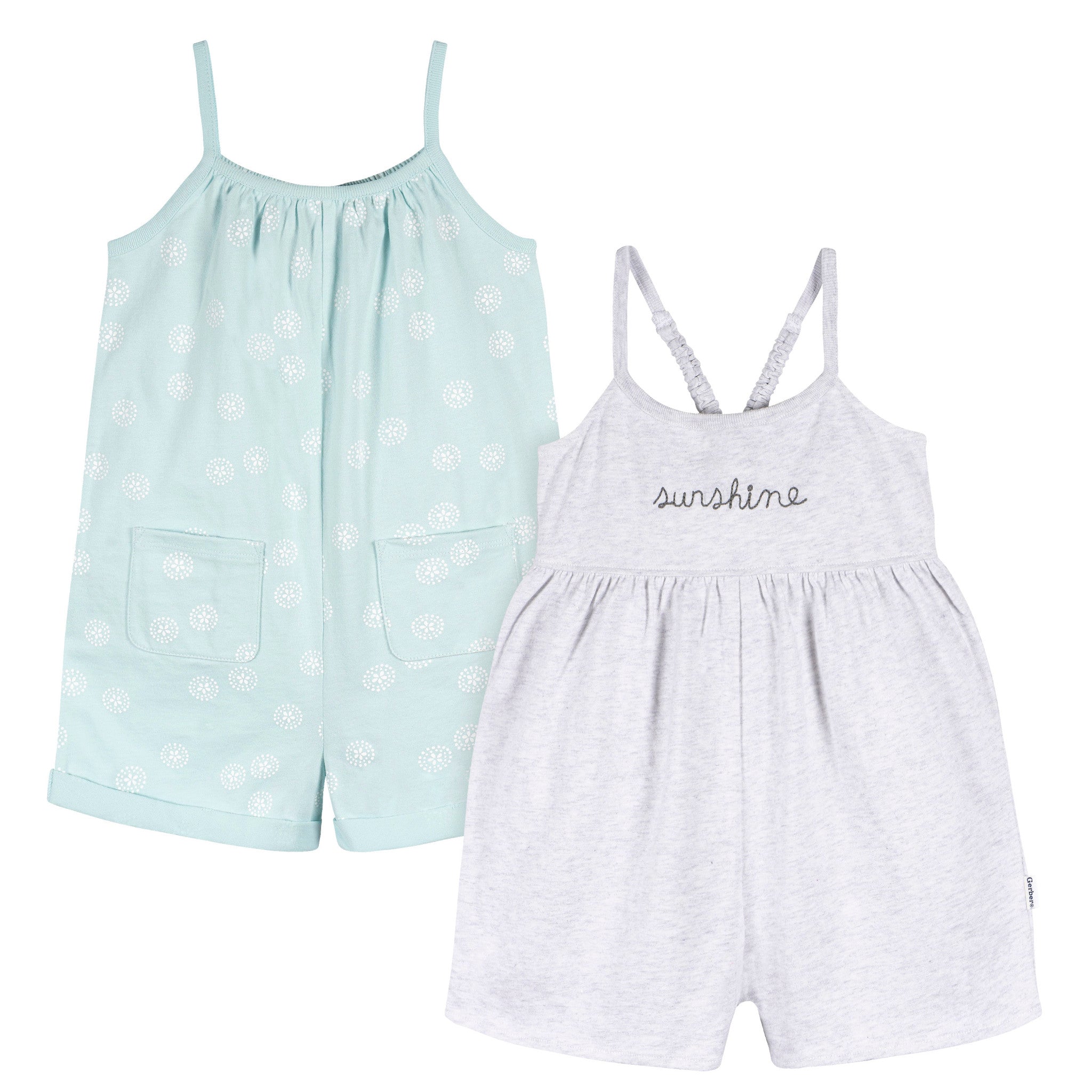 CASE of 2-Piece Toddler Girls Lt Grey Heather/Sand Dollars Romper-Gerber Childrenswear Wholesale
