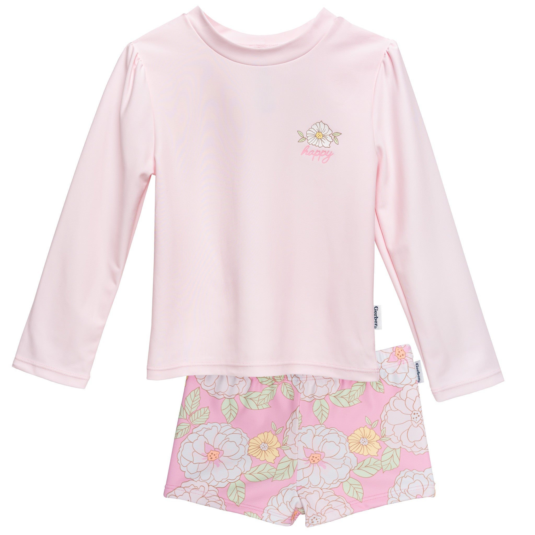 CASE of 2-Piece Toddler Girls Peonies Rashguard Set-Gerber Childrenswear Wholesale