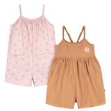 CASE of 2-Piece Toddler Girls Rust/Floral Romper-Gerber Childrenswear Wholesale