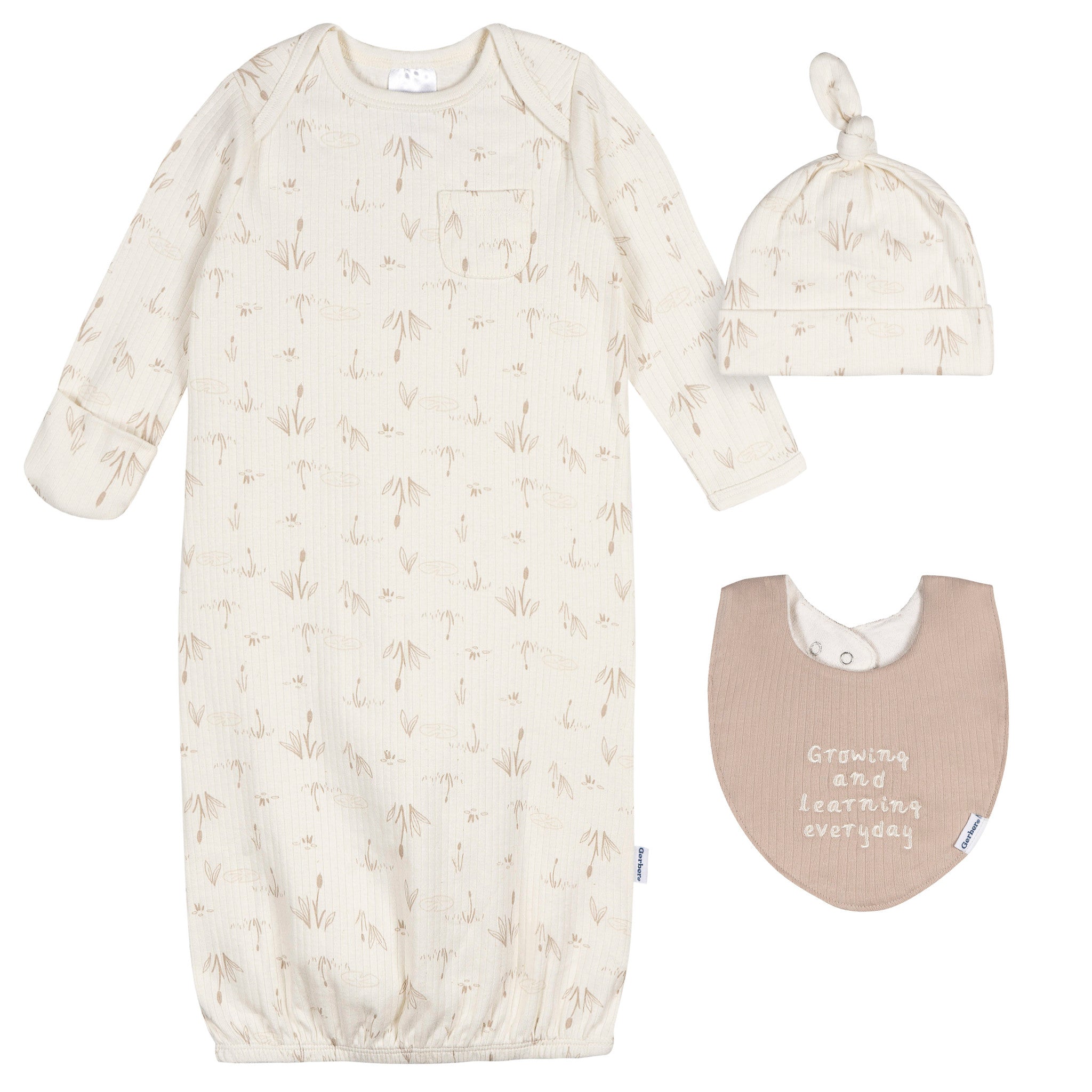 3-Piece Baby Neutral Goose Gown Set-Gerber Childrenswear Wholesale
